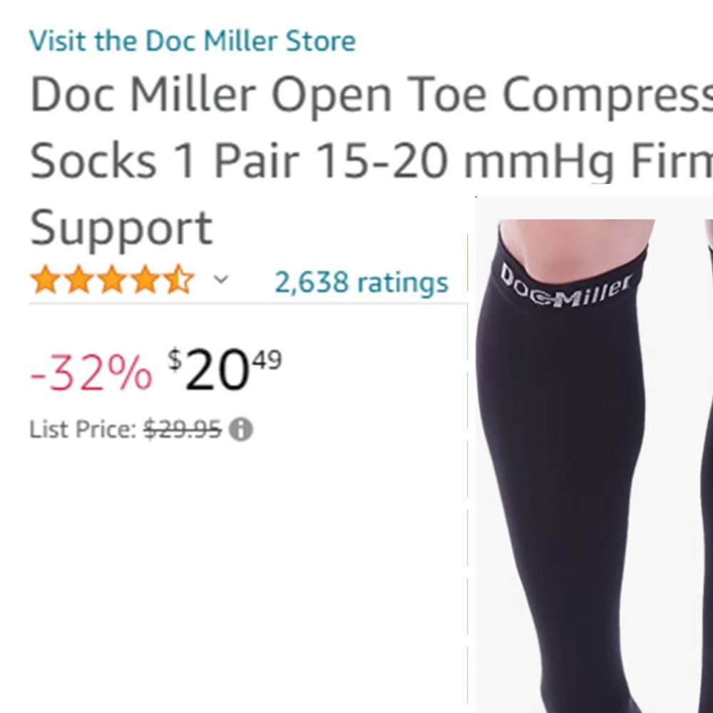 DOC MILLER Open Toe Compression Socks  -  NEW IN PACKAGE! - Picture 10 of 10